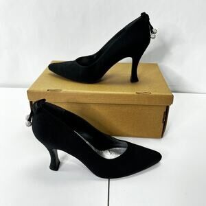 Vintage Stuart Weitzman Satin Rhinestone Bow Detail Heels Size 8